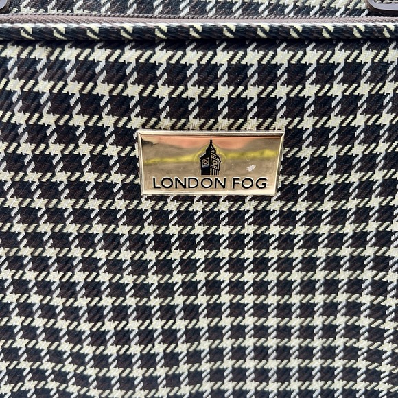 London Fog Oxford Cabin Bag Brown & Cream Houndstooth Carryon Bag - Picture 3 of 8